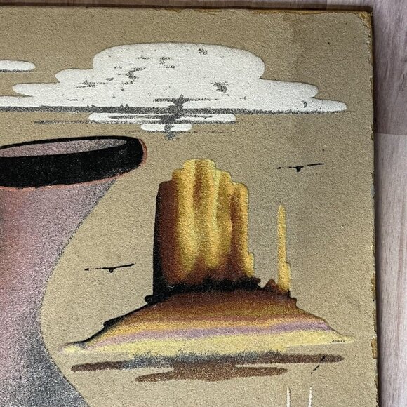Vtg New Mexico 16” Navajo Sand Painting Wedding Vase Luck Signed Ben Matchers - Picture 5 of 16